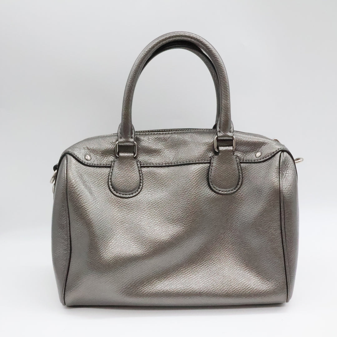 Coach Mini Bennett Metallic Grey Satchel Handbag