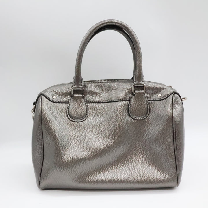 Coach Mini Bennett Metallic Grey Satchel Handbag