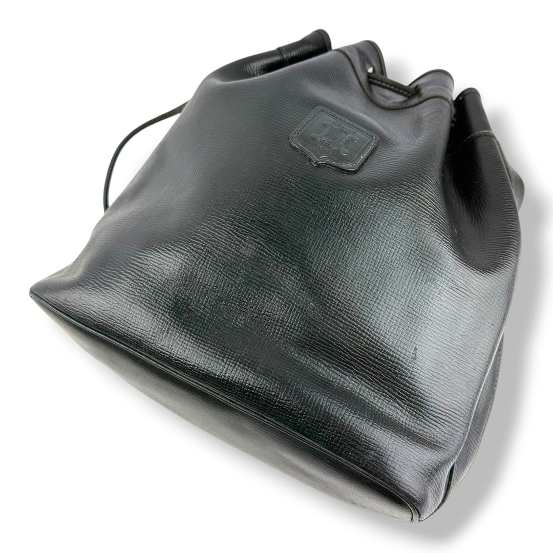 Celine Black Leather Drawstring Bucket Handbag