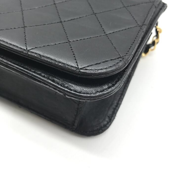 Chanel CC Black Push Lock Single Flap Quilted Lambskin Shoulder Handbag