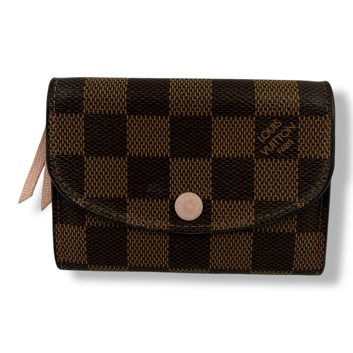 Damier Ebene Rosalie Coin Purse Rose Ballerine - Lux Central