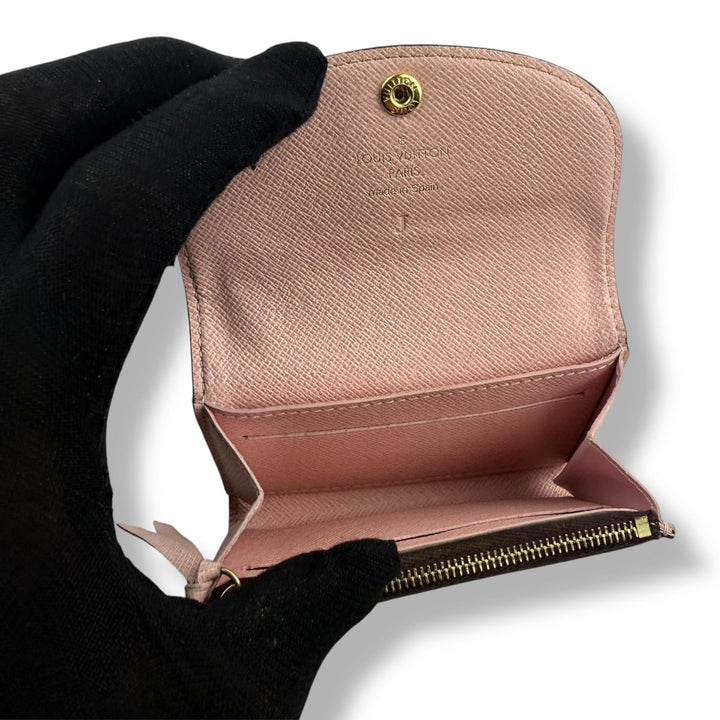 Damier Ebene Rosalie Coin Purse Rose Ballerine - Lux Central