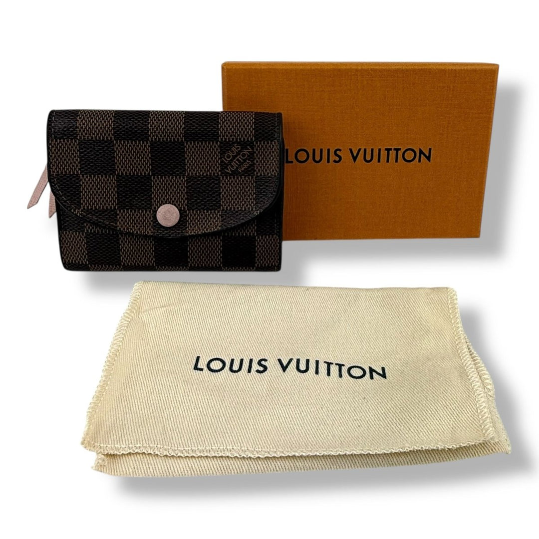 Damier Ebene Rosalie Coin Purse Rose Ballerine - Lux Central