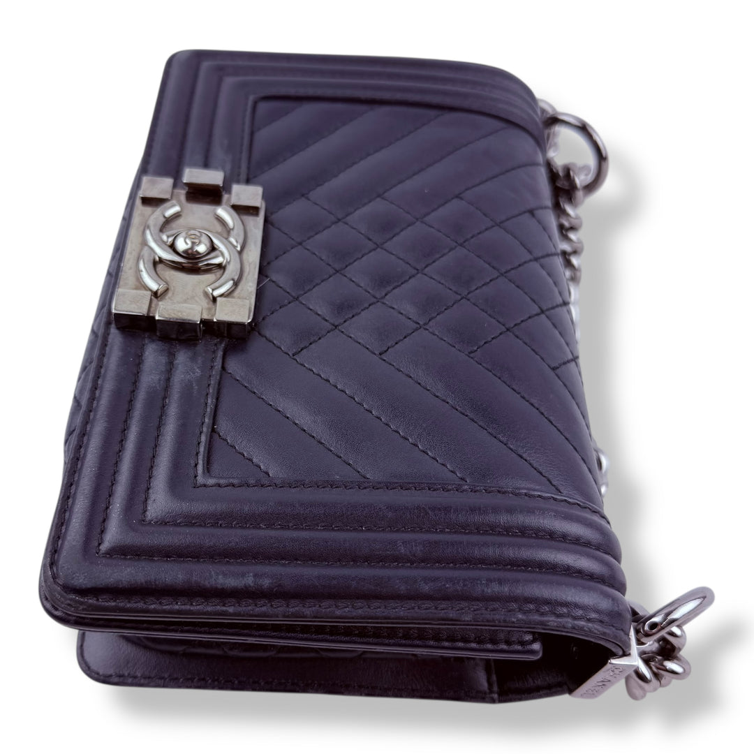 Chanel Navy Small Lambskin Boy Handbag