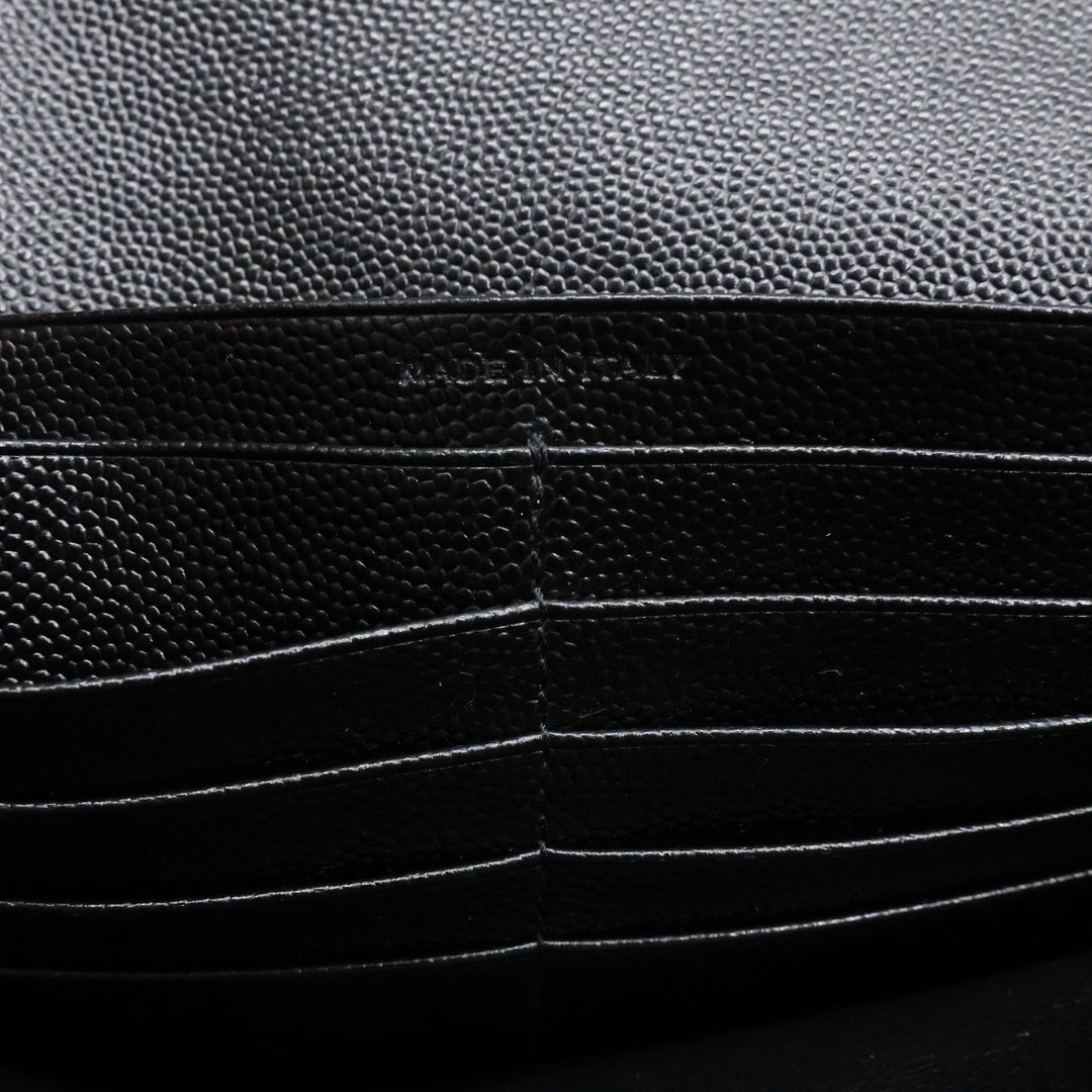 Saint Laurent YSL Matelasse Black Leather Cassandre Wallet On Chain Handbag