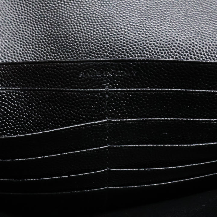 Saint Laurent YSL Matelasse Black Leather Cassandre Wallet On Chain Handbag