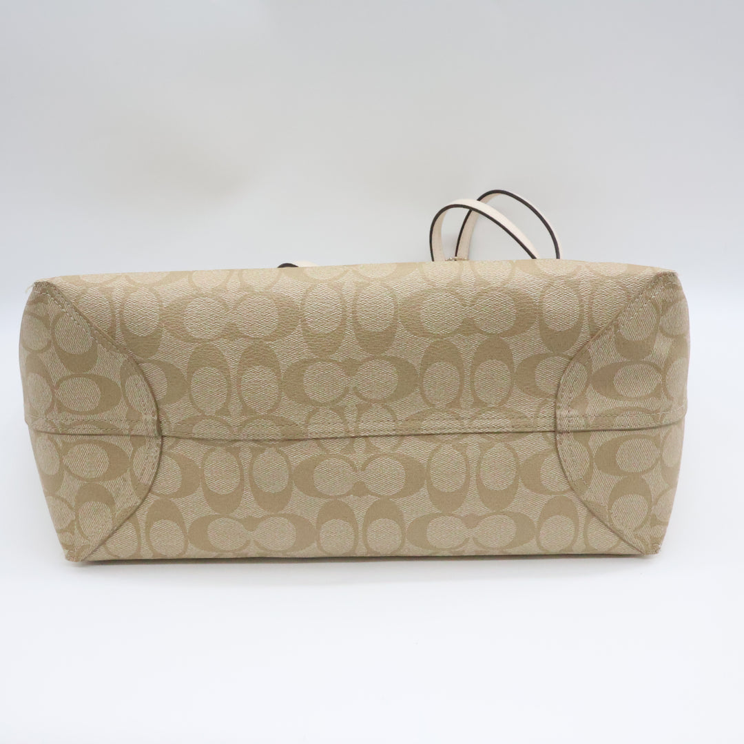 Coach Signature Reversible Beige City Tote Handbag