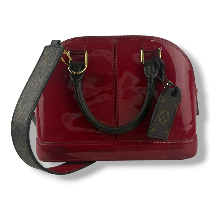 Louis Vuitton Alma BB Red Vernis Patent Leather Monogram Handbag