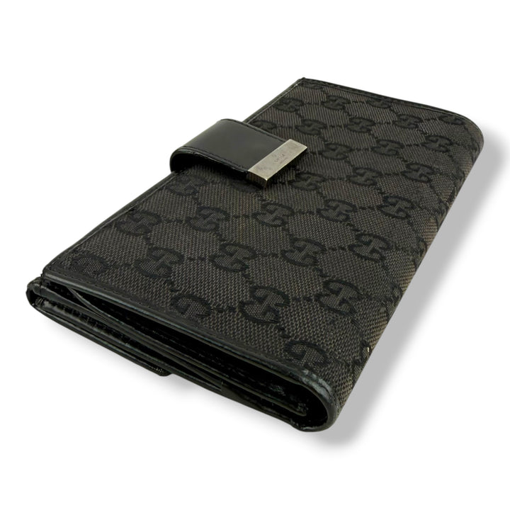 Gucci GG Black Canvas Long Bifold Wallet