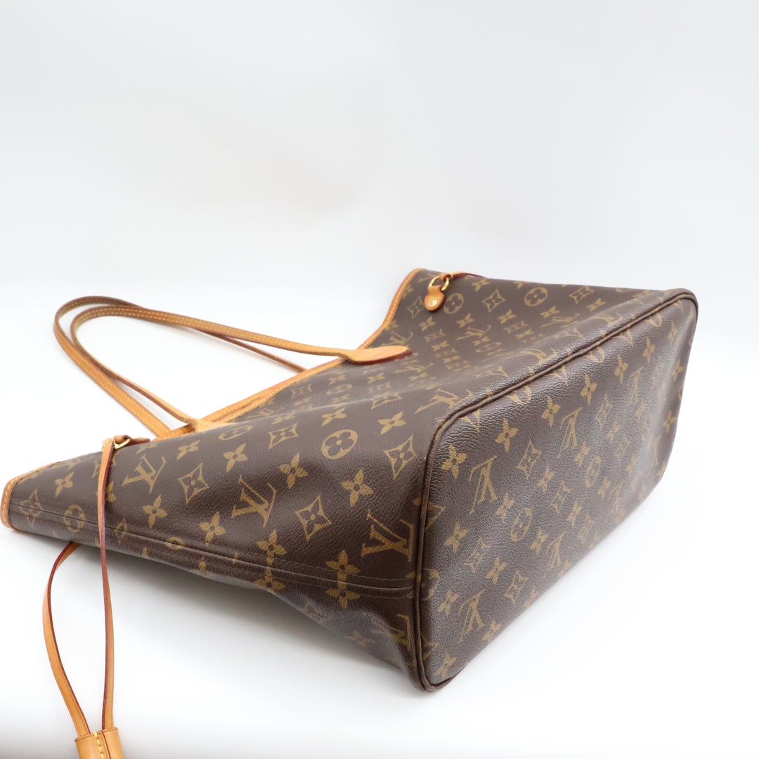 Louis Vuitton Brown Monogram Neverfull MM Handbag W/ Clutch Pouch