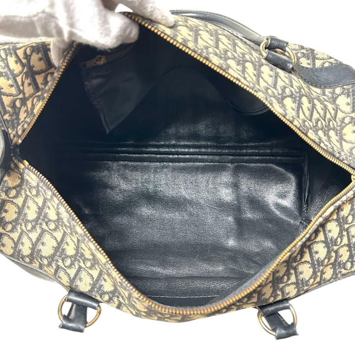 Christian Dior Boston 30 Monogram Oblique Beige/Navy Handbag