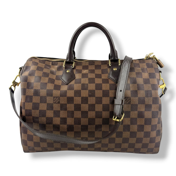 Louis Vuitton Damier Ebene Brown Speedy Bandouliere 35 Handbag