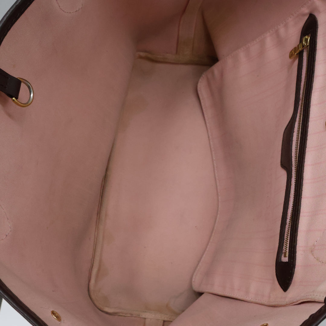 Louis Vuitton Brown Damier Neverfull MM Handbag W/ Clutch Pouch