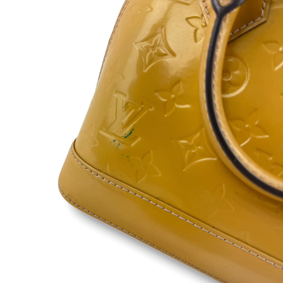 Louis Vuitton Alma BB Beige Vernis Patent Leather Monogram Handbag