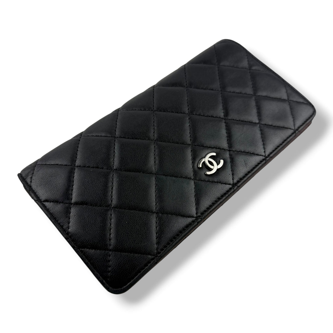 Chanel Long Lambskin Black Wallet