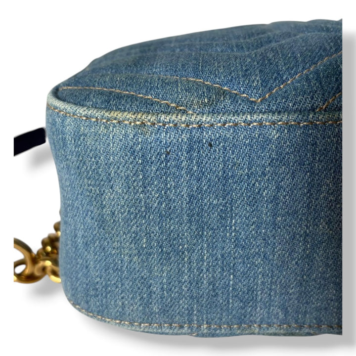 Gucci GG Marmont Blue Denim Small Handbag