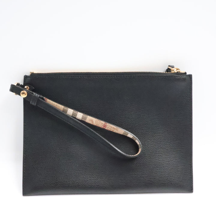Burberry Black Leather Clutch Handbag