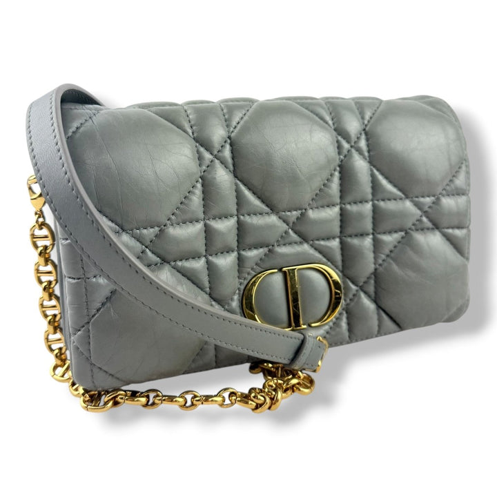 Dior Cannage Grey Caro Small Calfskin Handbag - Lux Central