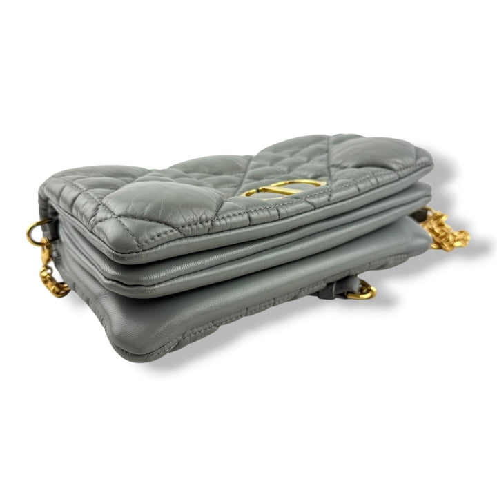 Dior Cannage Grey Caro Small Calfskin Handbag - Lux Central