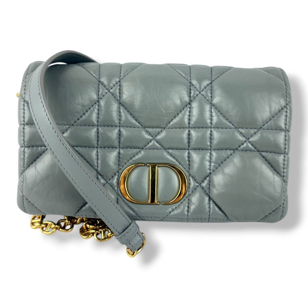 Dior Cannage Grey Caro Small Calfskin Handbag - Lux Central