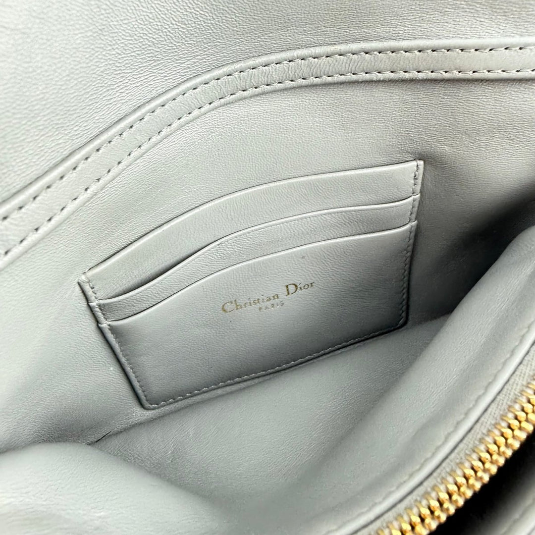 Dior Cannage Grey Caro Small Calfskin Handbag - Lux Central