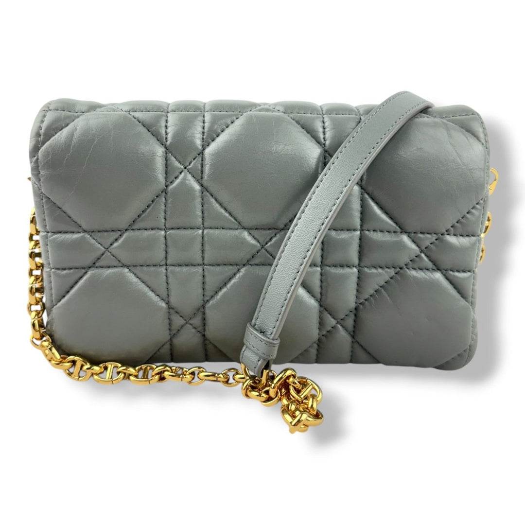 Dior Cannage Grey Caro Small Calfskin Handbag - Lux Central