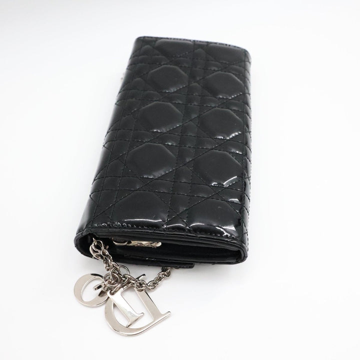 Dior Lady Dior Black Patent Wallet on Chain Pochette Bag - Lux Central