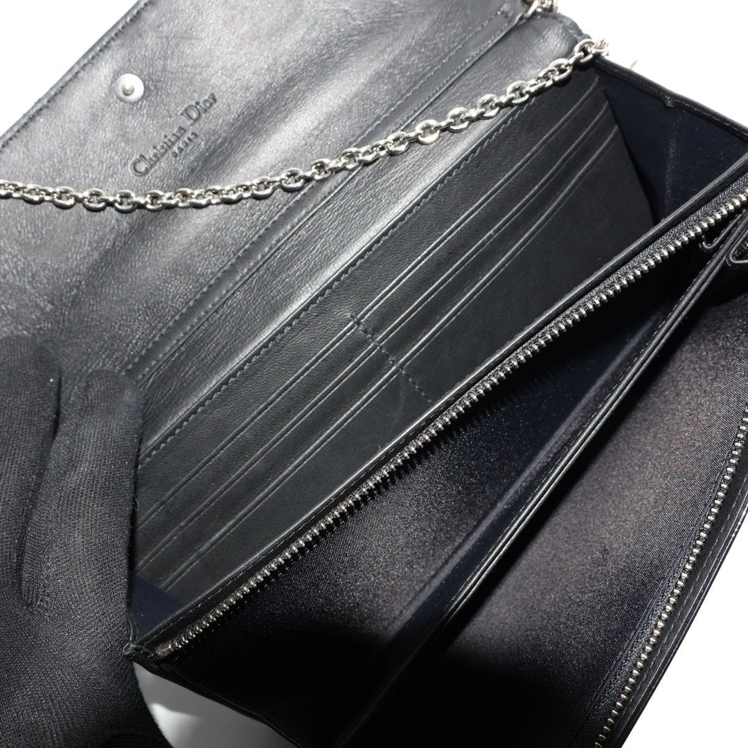 Dior Lady Dior Black Patent Wallet on Chain Pochette Bag - Lux Central