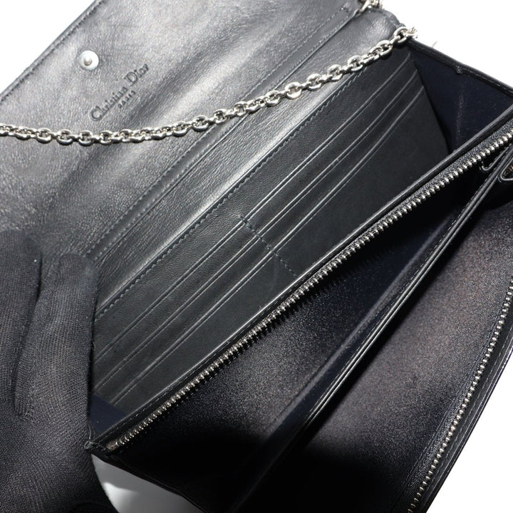 Dior Lady Dior Black Patent Wallet on Chain Pochette Bag - Lux Central