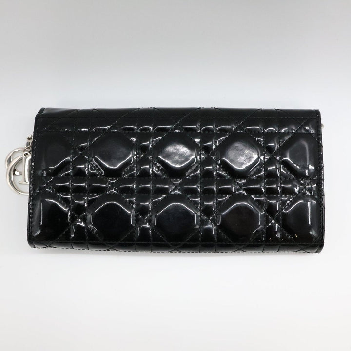 Dior Lady Dior Black Patent Wallet on Chain Pochette Bag - Lux Central