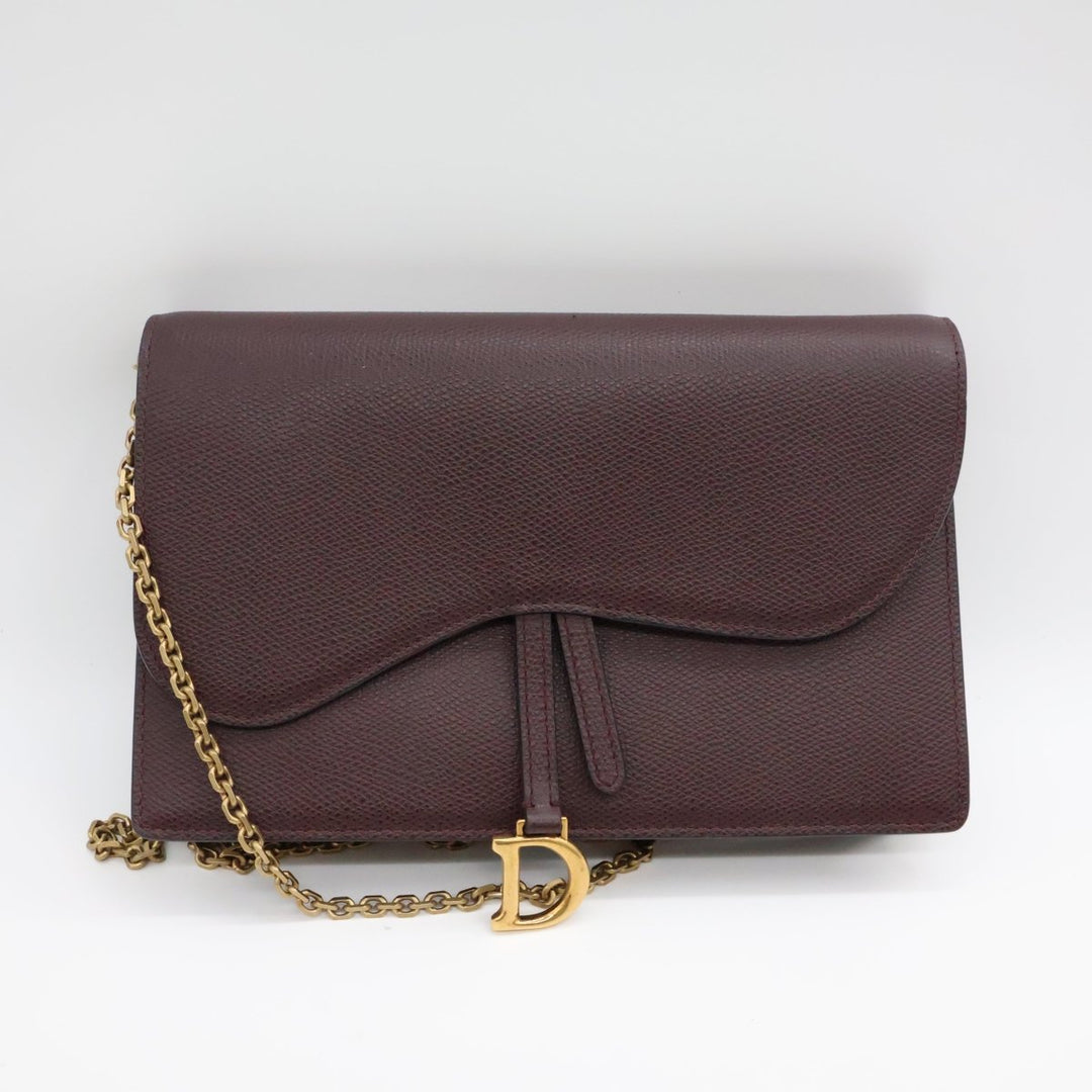 Dior Lady Dior Burgundy Wallet on Chain Pochette Bag - Lux Central