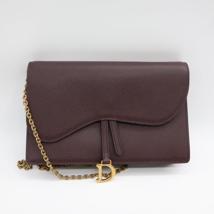 Dior Lady Dior Burgundy Wallet on Chain Pochette Bag - Lux Central