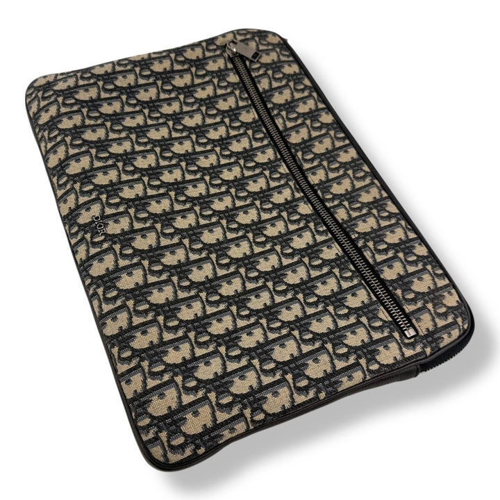 Dior Large Oblique Beige Jacquard Clutch Bag - Lux Central