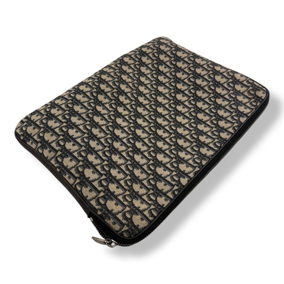 Dior Large Oblique Beige Jacquard Clutch Bag - Lux Central