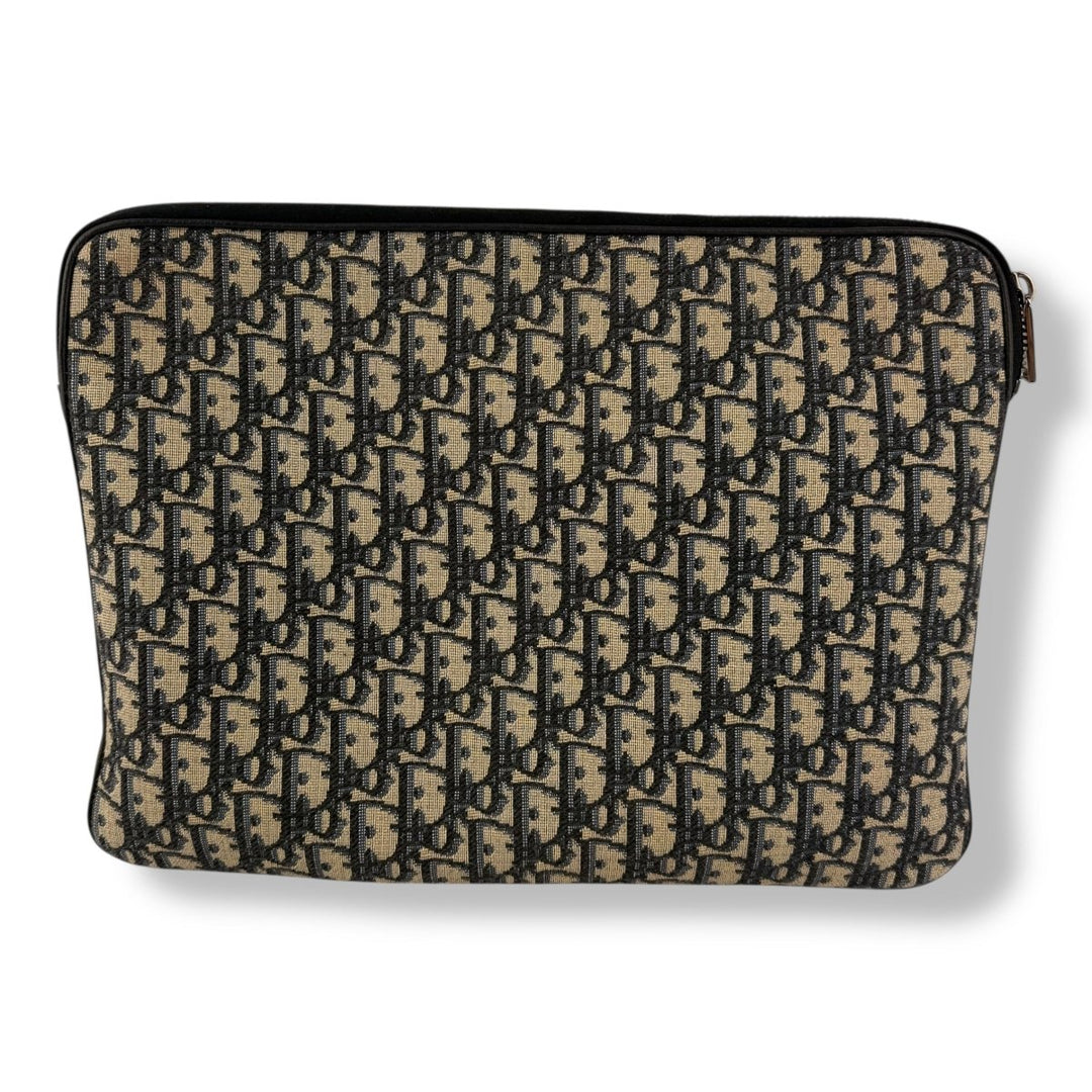 Dior Large Oblique Beige Jacquard Clutch Bag - Lux Central