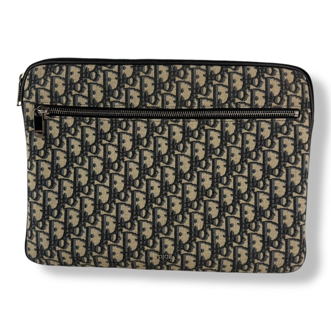 Dior Large Oblique Beige Jacquard Clutch Bag - Lux Central