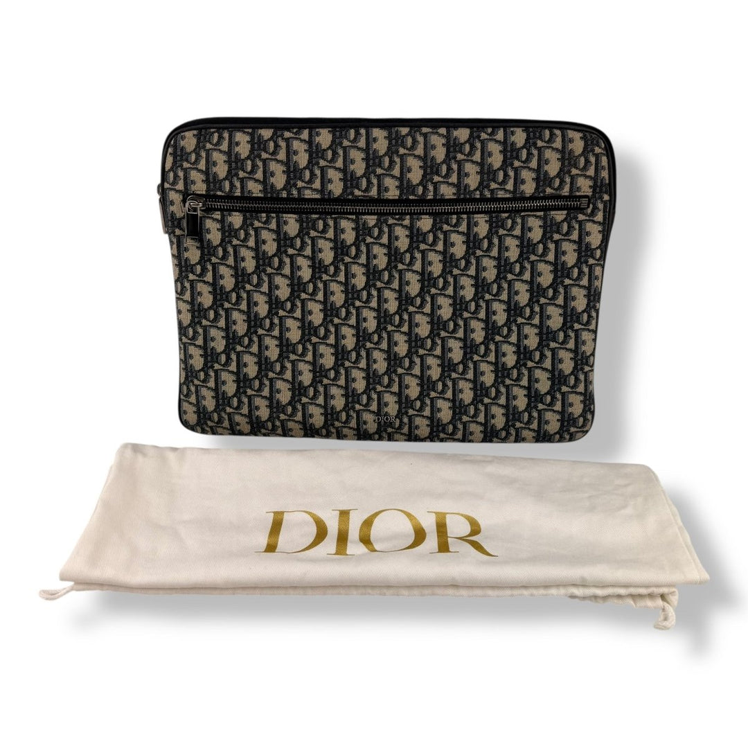 Dior Large Oblique Beige Jacquard Clutch Bag - Lux Central