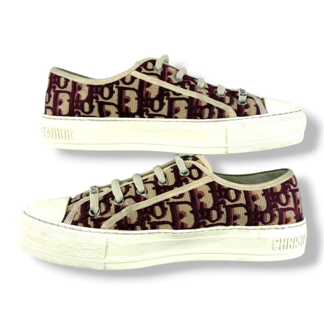 Dior Walk 'N' Dior Burgundy Oblique Sneakers UK 5 / EU 38 - Lux Central