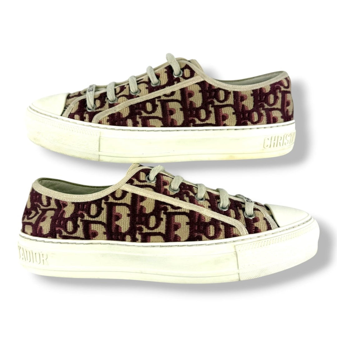 Dior Walk 'N' Dior Burgundy Oblique Sneakers UK 5 / EU 38 - Lux Central