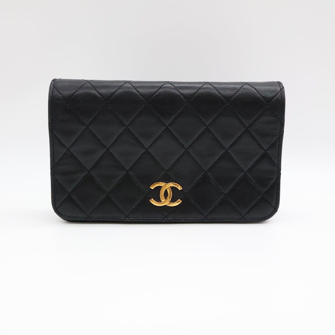 Chanel CC Mini Black Push Lock Single Flap Quilted Lambskin Shoulder Handbag