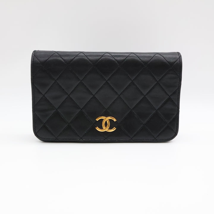 Chanel CC Mini Black Push Lock Single Flap Quilted Lambskin Shoulder Handbag