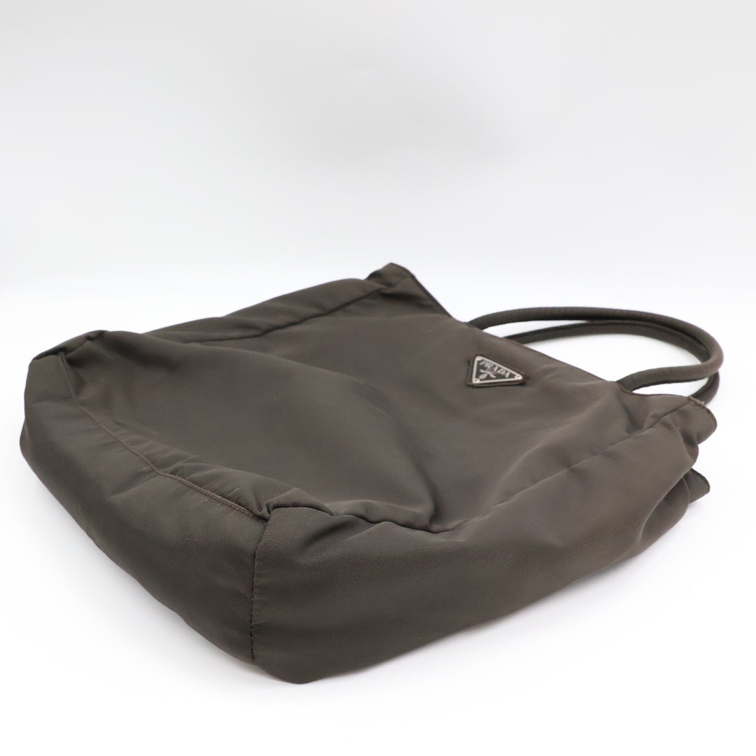Prada Tessuto Dark Grey Nylon Top Handle Tote Handbag