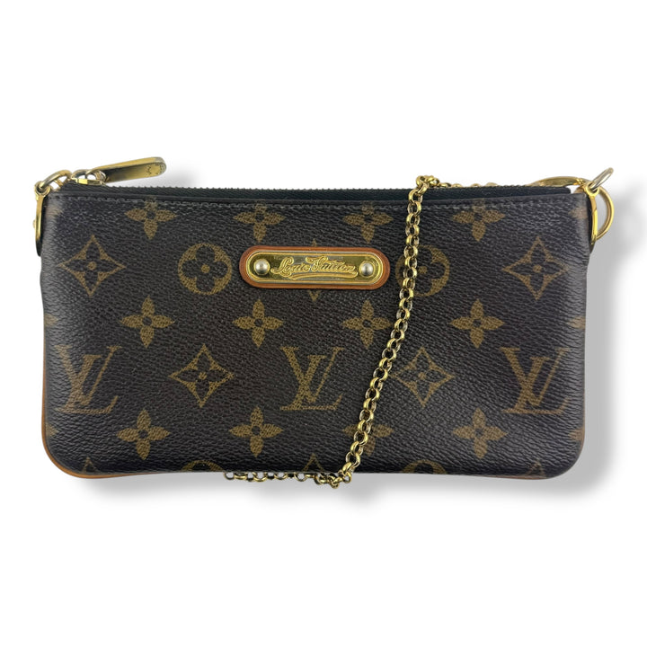 Louis Vuitton Milla MM Pochette Brown Monogram Wallet on Chain Handbag