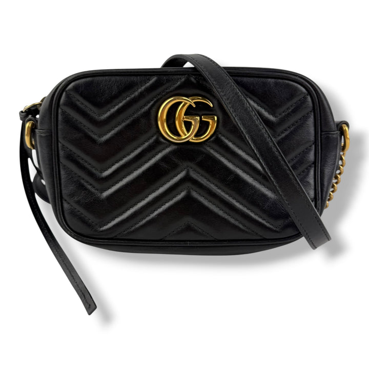 Gucci GG Black Mini Marmont Leather Handbag