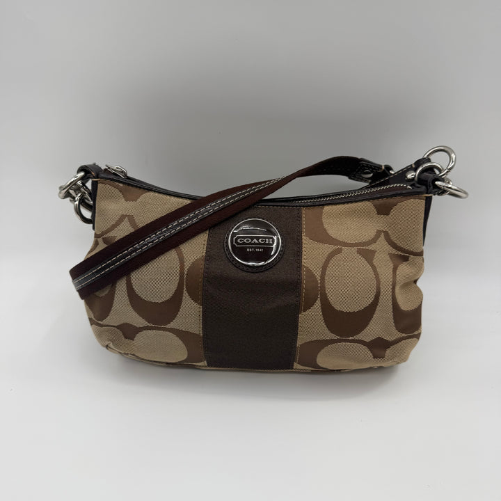 Coach Demi Stripe Beige Crossbody Bag