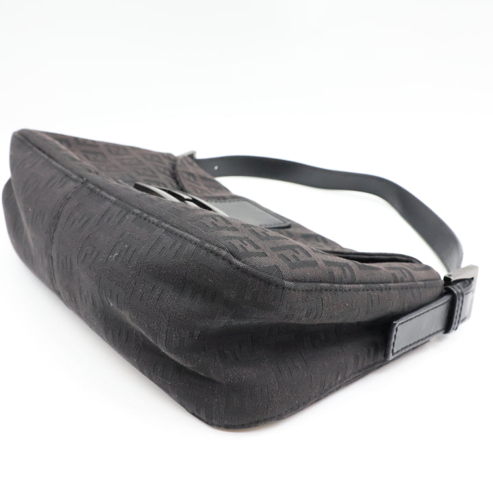 Fendi FF Zucchino Mamma Baguette Black Handbag