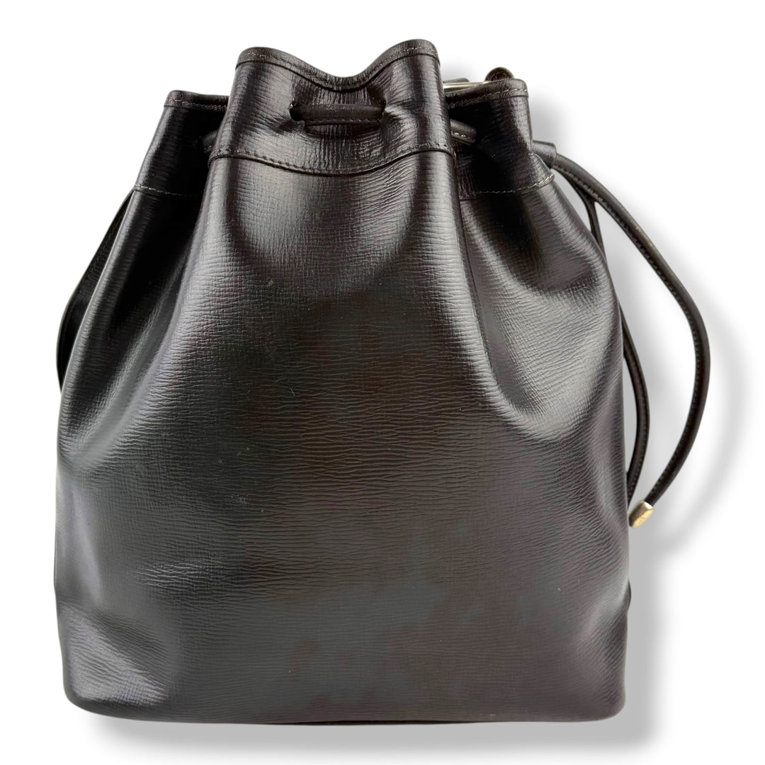 Celine Black Leather Drawstring Bucket Handbag