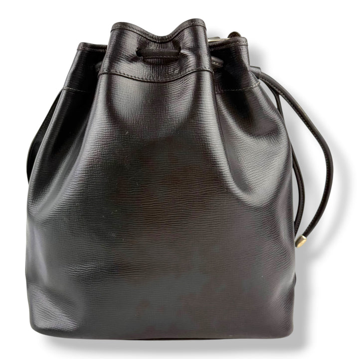 Celine Black Leather Drawstring Bucket Handbag
