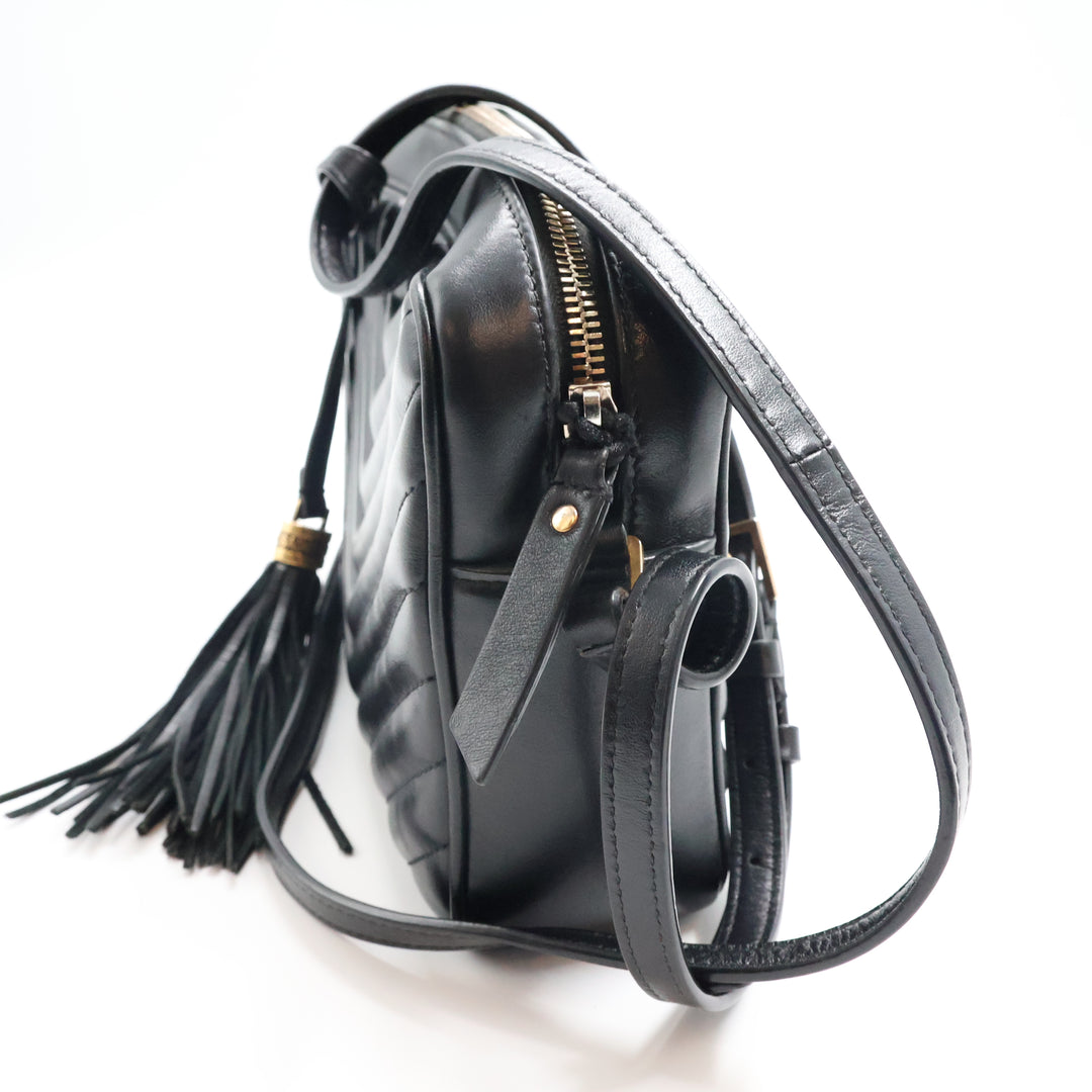 Saint Laurent Medium YSL Black Lou Black Quilted Leather Crossbody Handbag