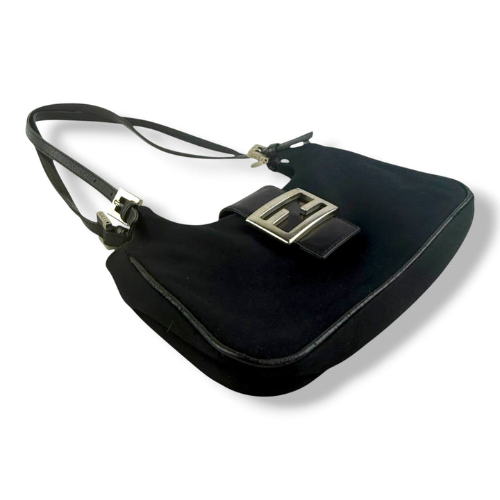 Fendi Black Mamma Baguette Shoulder Handbag